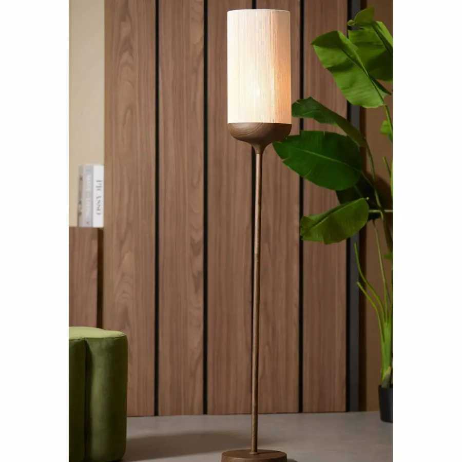 Light en Living Vloerlamp Ø23x159 cm DANIA hout print d bruin+touw crème Discount