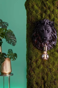 Light en Living Wandlamp 33,5x19x40,5 cm LION mat zwart Discount