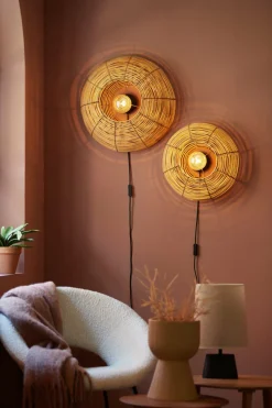 Light en Living Wandlamp Ø40x15 cm MILAN rotan naturel Best