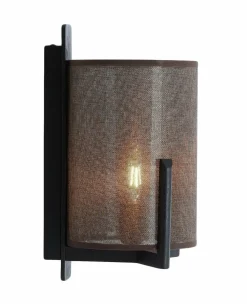 Light en Living Wandlamp 22X18X36 cm Litto zwart+Linnen donkerbruin Online