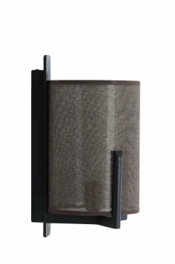 Light en Living Wandlamp 22X18X36 cm Litto zwart+Linnen donkerbruin Online