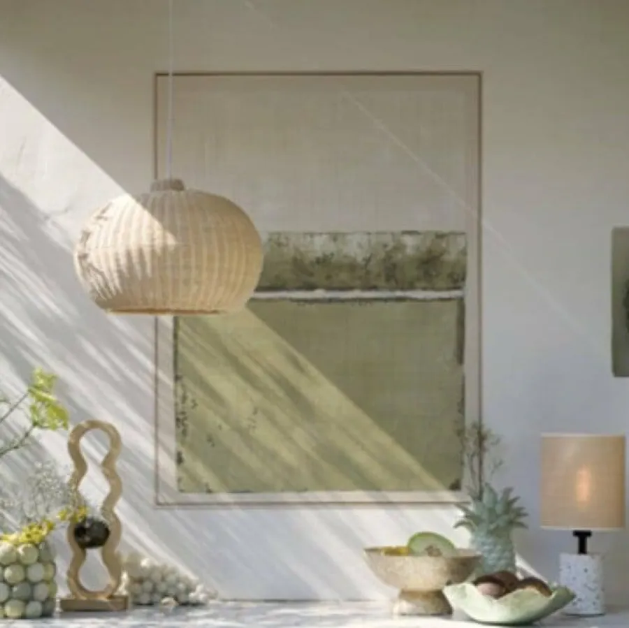 Light en Living Wandornament 90x3,5x120 cm MAREYA olijfgroen+crème New