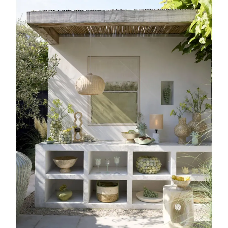 Light en Living Wandornament 90x3,5x120 cm MAREYA olijfgroen+crème New