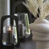 Light en Living Windlicht Ø26x48 cm ANOSY glas helder+hout mat donkerbruin Sale