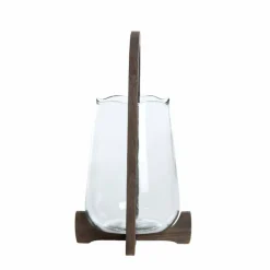 Light en Living Windlicht Ø26x48 cm ANOSY glas helder+hout mat donkerbruin Sale