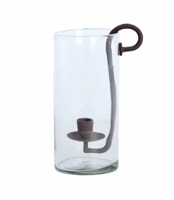Light en Living Windlicht 17X13X28,5 cm DOLEGA glas helder+donkerbruin