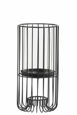 Light en Living Windlicht BRISLA mat zwart - 2 maten Clearance