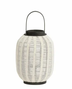 Light en Living Windlicht Ø26X36 DEZULO Linnen Naturel+zwart hout Online