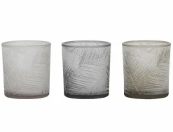 Light en Living Windlicht set van 3 SYLVER Glas Grijs, bruin en beige Hot