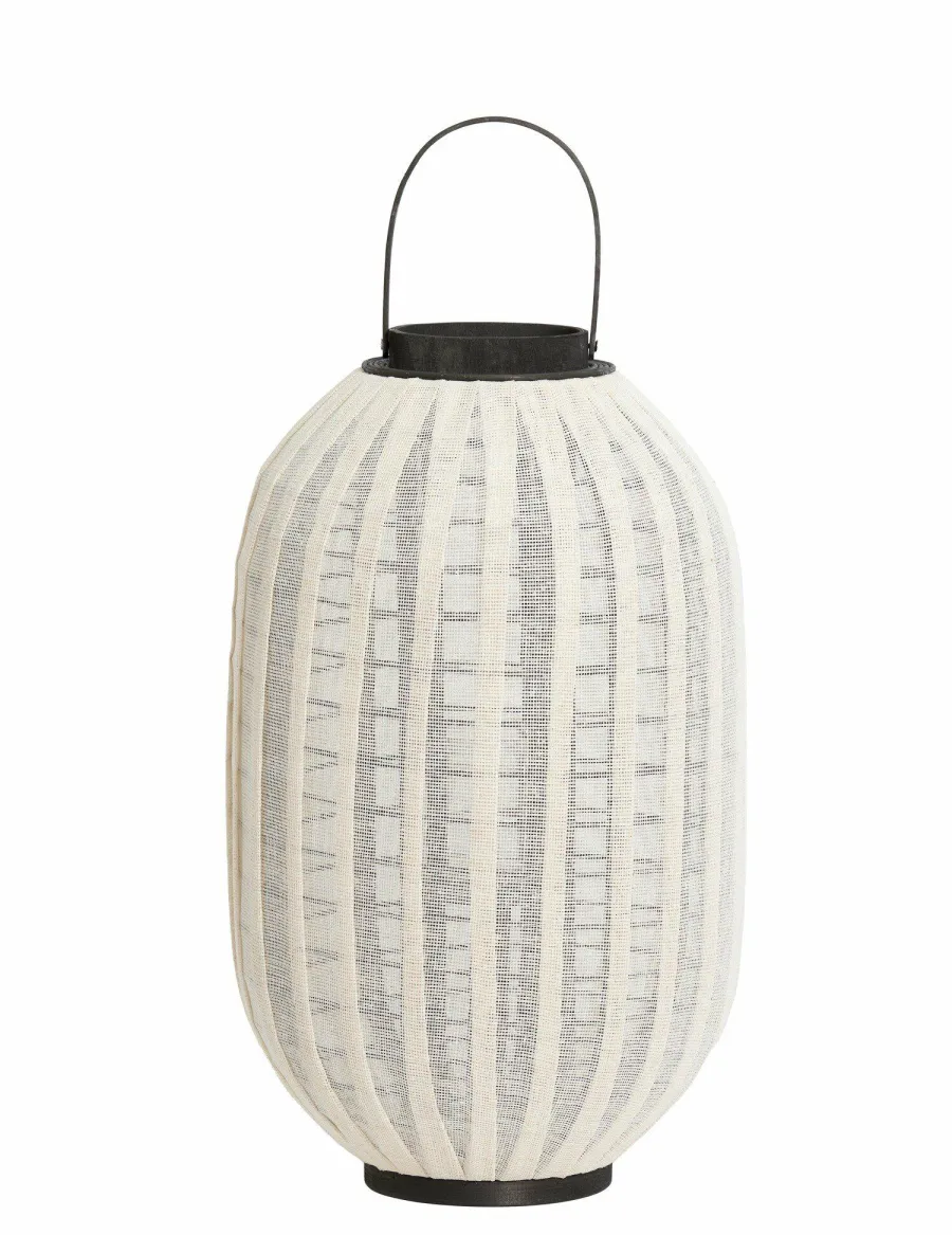 Light en Living Windlicht Ø34X57 CM DEZULO Linnen Naturel+zwart hout Hot