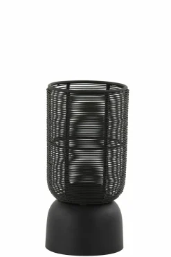 Light en Living Windlicht Lezuza mat zwart Ø10x21 cm New