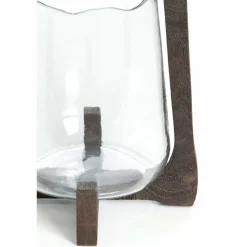 Light en Living Windlicht Ø18x26,5 cm ANOSY glas helder+hout mat d bruin Discount