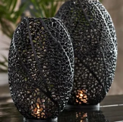 Light en Living Windlicht SINULA mat zwart - 2 maten New