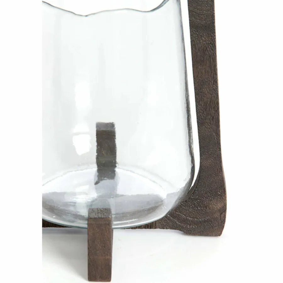 Light en Living Windlicht Ø21,5x35 cm ANOSY glas helder+hout mat d bruin Clearance