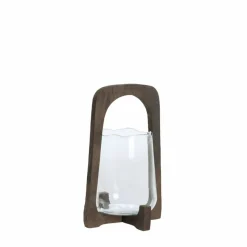 Light en Living Windlicht Ø21,5x35 cm ANOSY glas helder+hout mat d bruin Clearance