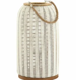 Light en Living Windlicht YLINA Ø26x47 cm – Linnen Naturel & Hout Sale