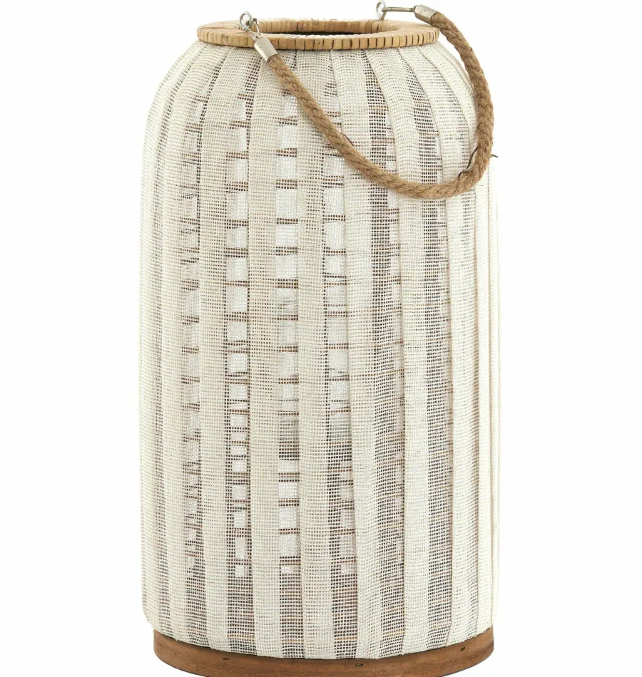 Light en Living Windlicht YLINA Ø26x47 cm – Linnen Naturel & Hout Sale
