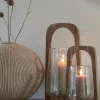 Light en Living Windlicht Ø26x48 cm ANOSY glas helder+hout naturel Outlet