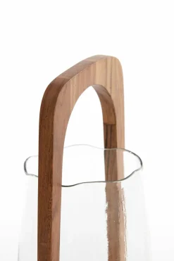 Light en Living Windlicht Ø26x48 cm ANOSY glas helder+hout naturel Outlet