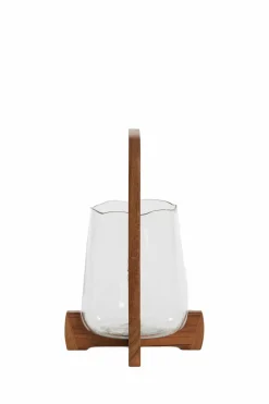 Light en Living Windlicht Ø26x48 cm ANOSY glas helder+hout naturel Outlet