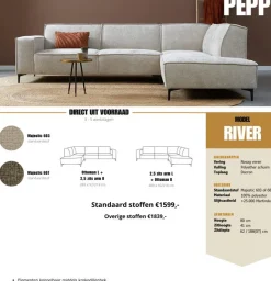 Pepp Interiors Hoekbank River - Ottoman links - Majestic 607 Discount
