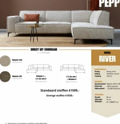Pepp Interiors Hoekbank River - Ottoman links - Majestic 603 Hot