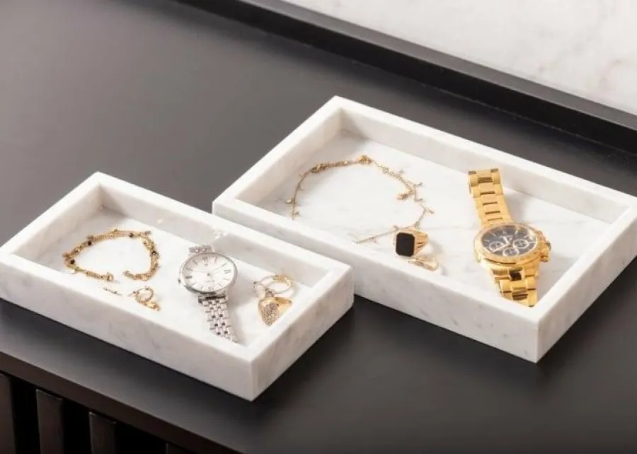Present Time Schaal Marble Medium wit Discount