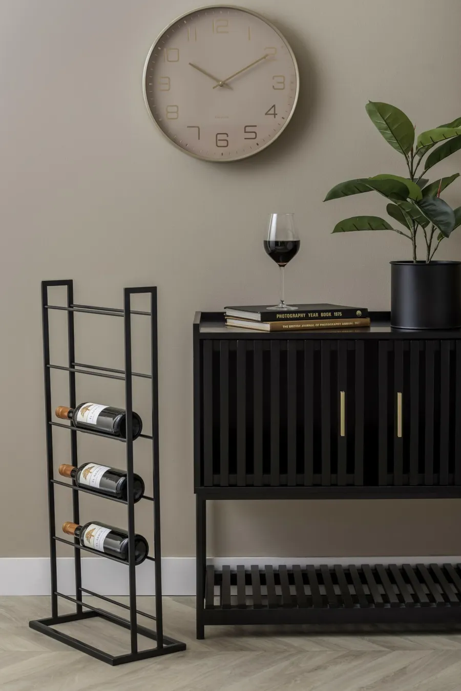 Present Time Wijnrek Single Floor metaal mat zwart Best