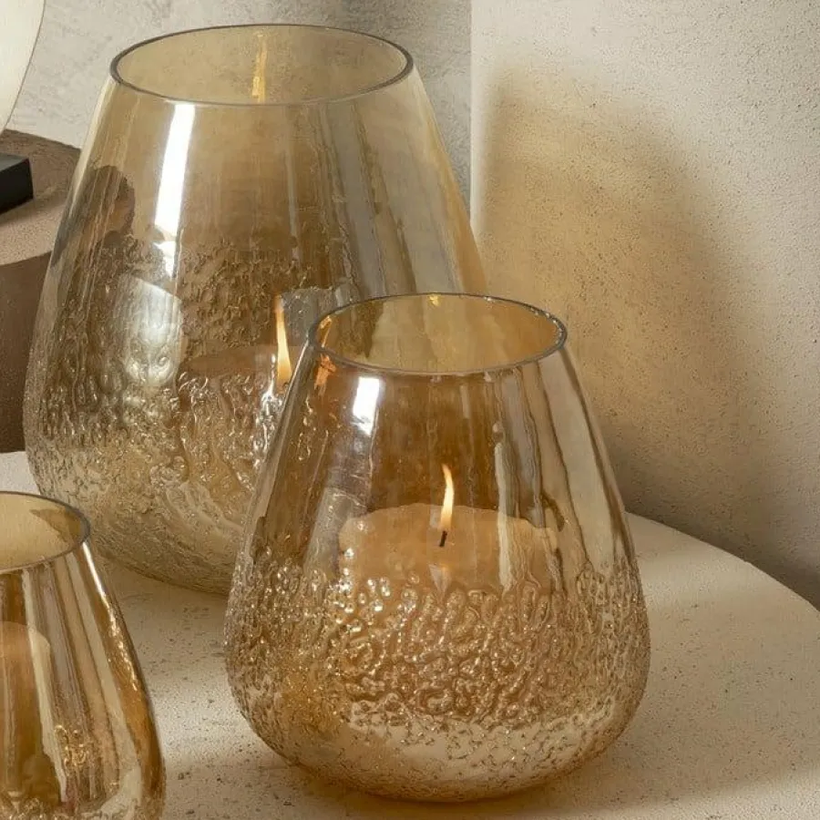 PTMD Ameara Amber glas rond taps windlicht M Online