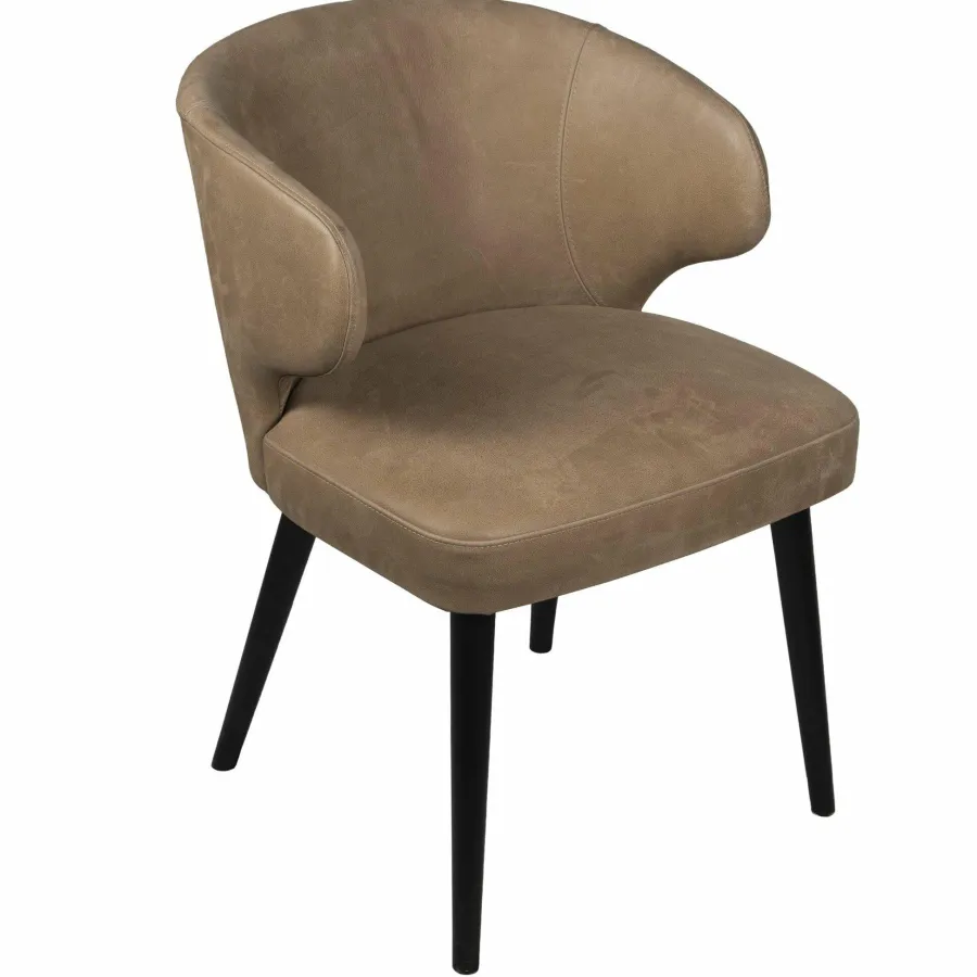 PTMD Eettafelstoel Fiori taupe terraleer met houten poten Best
