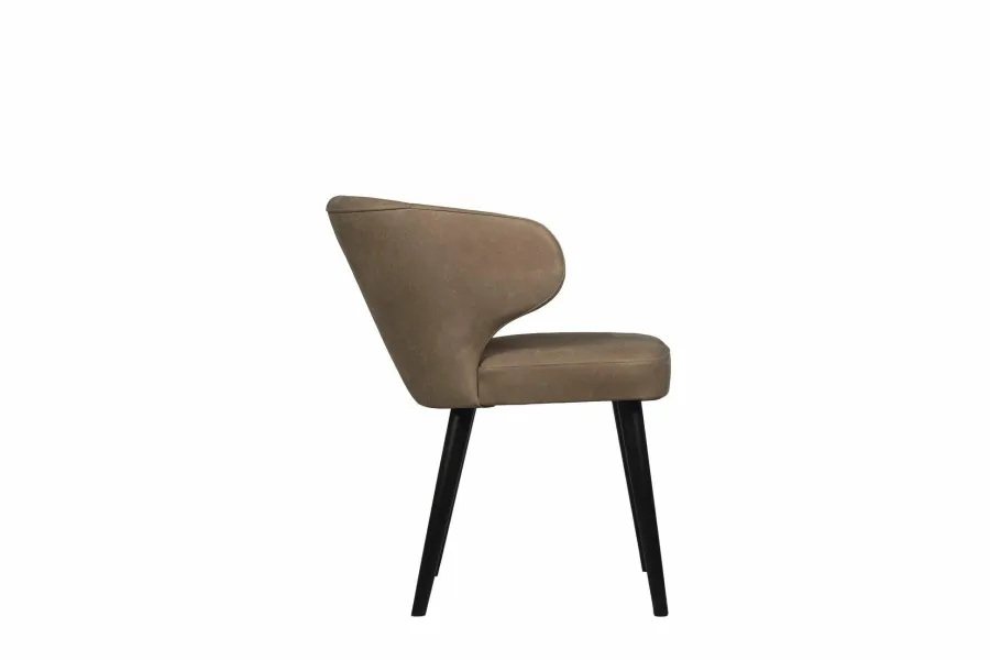 PTMD Eettafelstoel Fiori taupe terraleer met houten poten Best