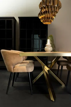 PTMD Eettafelstoel Fiori taupe terraleer met houten poten Best