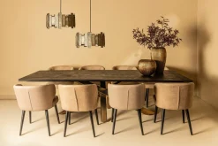 PTMD Eettafelstoel Fiori taupe terraleer met houten poten Best