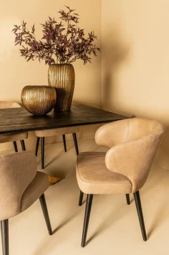 PTMD Eettafelstoel Fiori zand kunstleer met houten poten Hot