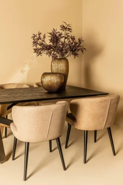 PTMD Eettafelstoel Fiori zand kunstleer met houten poten Hot