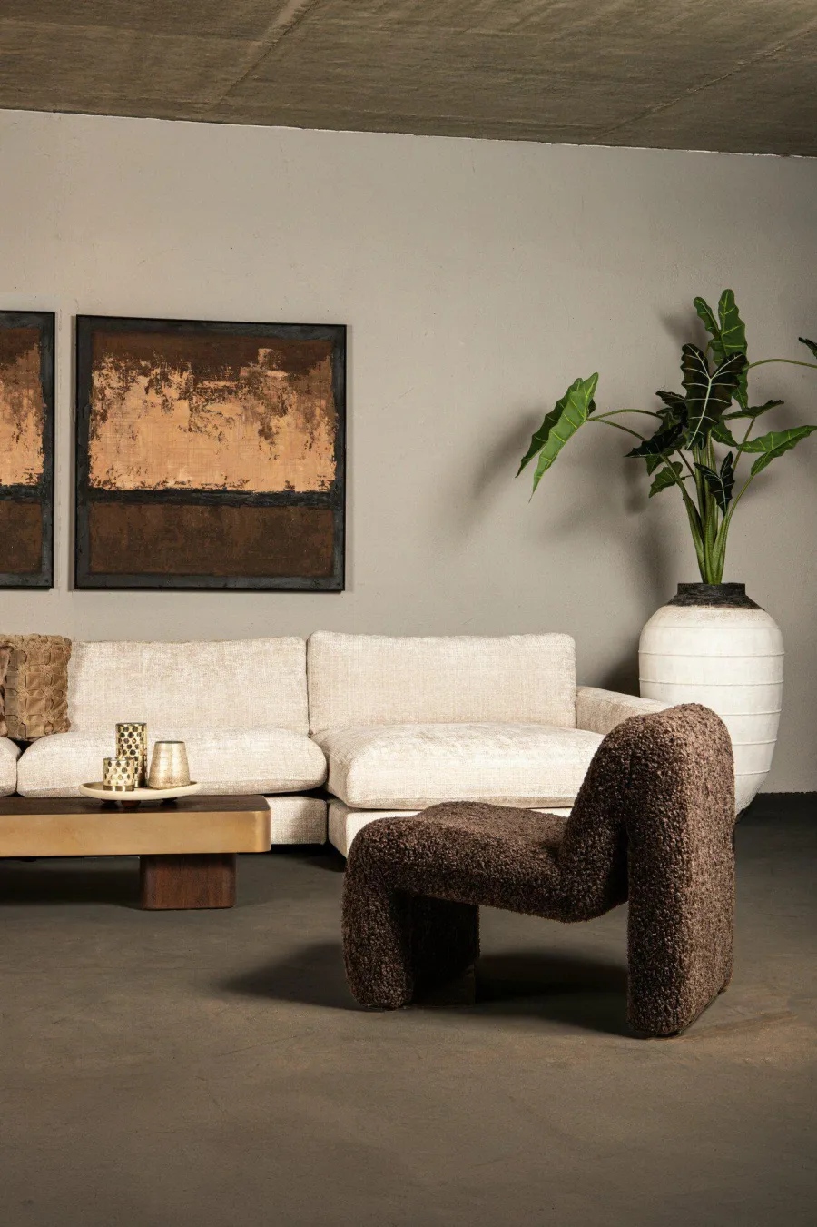 PTMD Fauteuil Oslo teddy coffee Discount