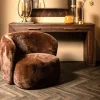 PTMD Fauteuil Aphrodite fur donkerbruin New