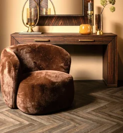 PTMD Fauteuil Aphrodite fur donkerbruin New
