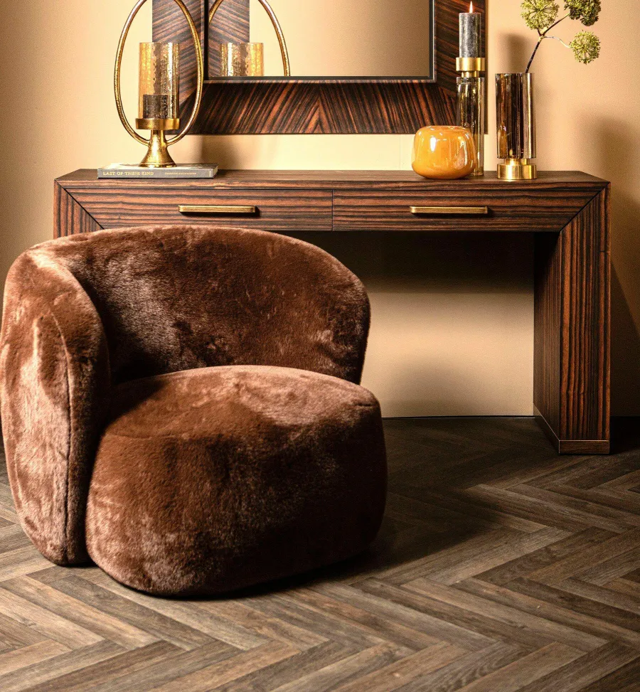 PTMD Fauteuil Aphrodite fur donkerbruin New
