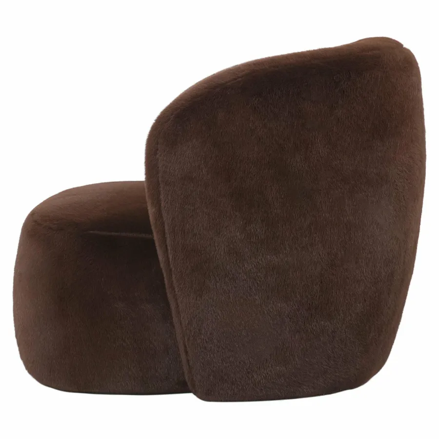 PTMD Fauteuil Aphrodite fur donkerbruin New