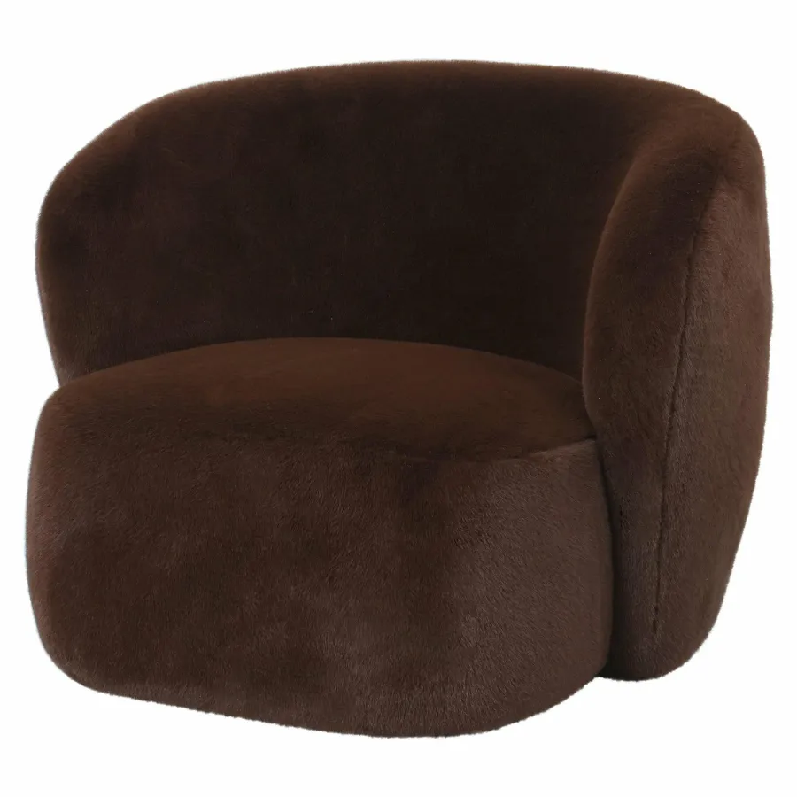 PTMD Fauteuil Aphrodite fur donkerbruin New