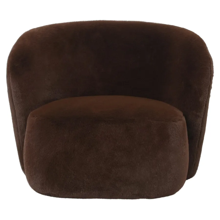 PTMD Fauteuil Aphrodite fur donkerbruin New