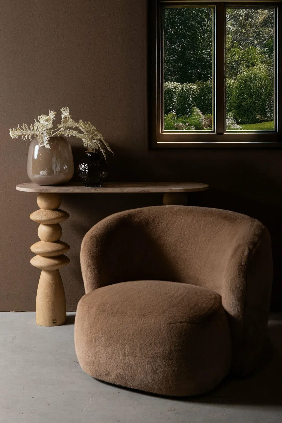 PTMD Fauteuil Aphrodite fur mokka Discount