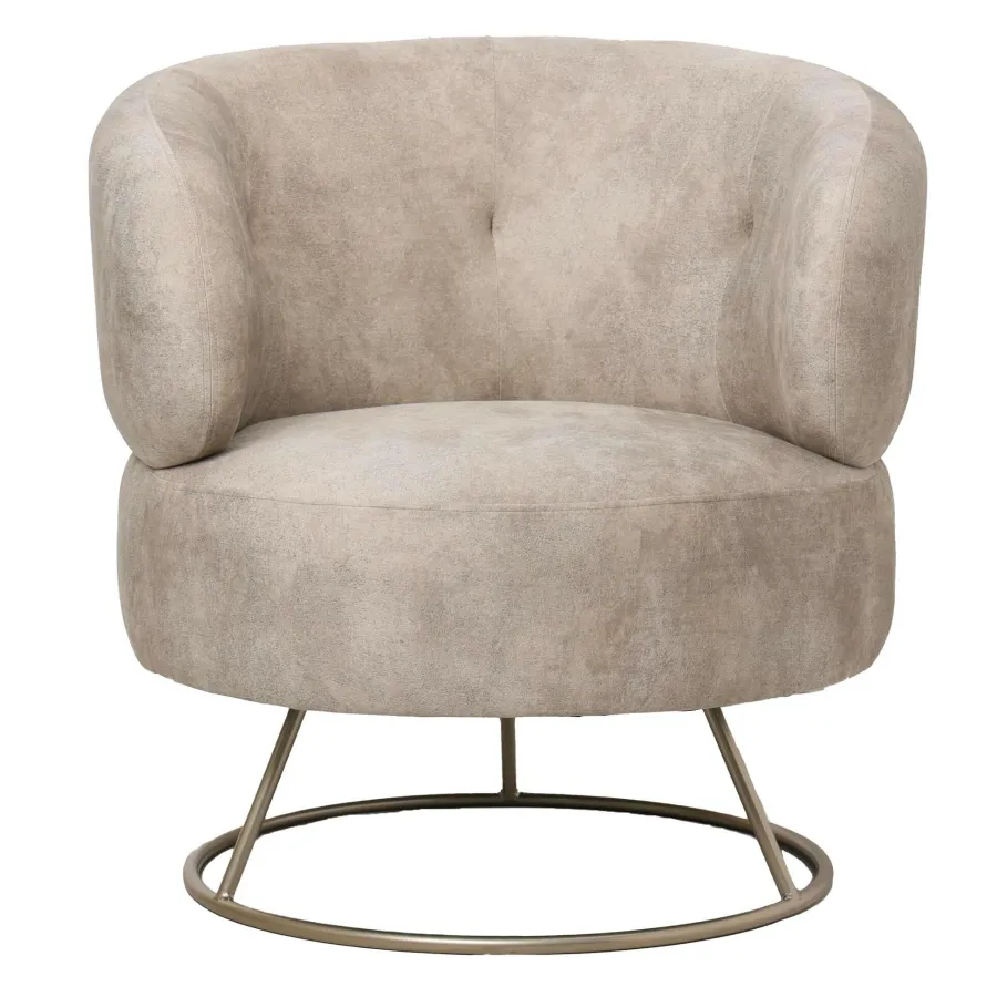 PTMD Fauteuil Carice Beige met gouden onderstel Outlet