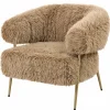 PTMD Fauteuil Hair bruin met gouden onderstel Clearance