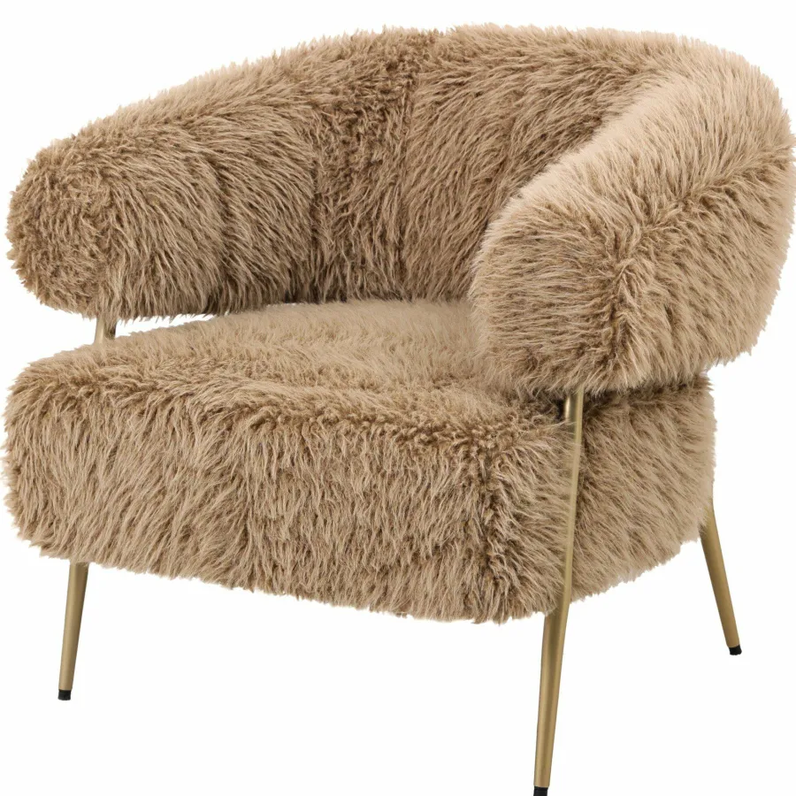PTMD Fauteuil Hair bruin met gouden onderstel Clearance