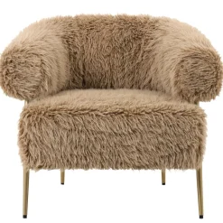 PTMD Fauteuil Hair bruin met gouden onderstel Clearance