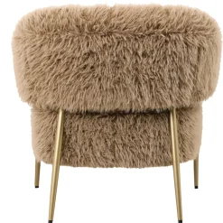 PTMD Fauteuil Hair bruin met gouden onderstel Clearance