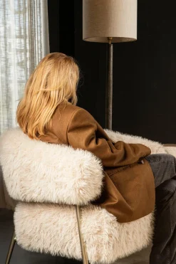 PTMD Fauteuil Hair Cream met champagne kleurige poten Outlet