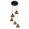PTMD Hanglamp Anna Brown textured glass met 5 lampen groot Discount